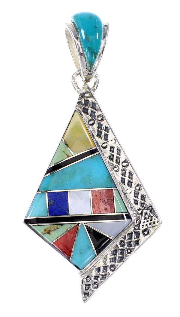 Multicolor Inlay Sterling Silver Pendant RX95645